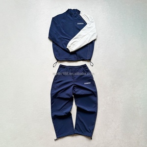 Custom Men <b>Patchwork</b> Design Nylon <b>Jackets</b> and Nylon Pants Set Streetwear Windbreaker Tracksuit Men Waterproof Windbreaker Set - Product Image 3