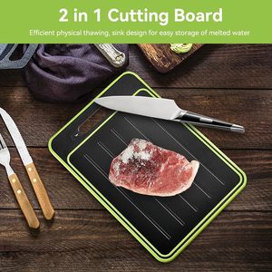 Planche à découper à décongélation rapide en aluminium et plastique, avec bord épaissi, pour viande congelée (bœuf, porc) et blocs de viande à hacher - Product Image 4
