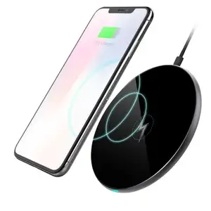 Custom Logo Wireless Charger Pad 15W Fast Charger For Mobile Phone Intelligent Breathing Led Light Travel Station Office Round