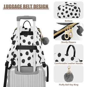 <b>Black</b> White Dot Patters Customs Popular Women Lightweight <b>Backpack</b> Large Capacity Outdoor Daily Use Quilted <b>Backpack</b> - Product Image 4