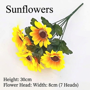 Bouquet di Girasoli Artificiali con 7 Fiori Gialli, 30cm, per Decorazioni Casa, Matrimoni e Tavoli - Product Image 2