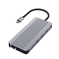 Hub USB-C 12 en 1: 2xUSB 2.0, 3xUSB 3.0, HDMI, PD, RJ45, SD/TF/M.2, Adaptador Multipuerto de Audio de 3.5mm para Laptop y Teléfono