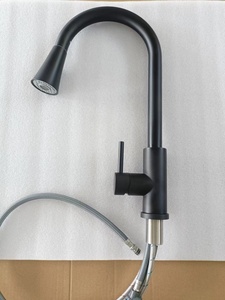 Modern Single Handle Kitchen Faucet Blackened Brass Deck <b>Mounted</b> Pull Down <b>Spray</b> Contemporary Design - Product Image 3