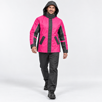 Veste de pluie imperméable rose et noire à blocs de couleur avec capuche pour femme, idéale pour les trajets quotidiens, le cyclisme et les activités de plein air – Vêtement de pluie léger personnalisé pour adulte