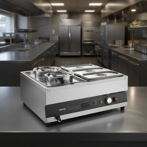 Station de maintien au chaud commerciale Vevor 2 pots 3 casseroles, équipement de circulation d'eau chaude à commande manuelle, couleur argent - Product Image 2