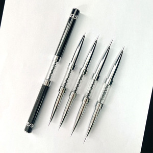 Stylo double embout pour nail art, support noir pour stylo, logo personnalisé, professionnel, pour salon de manucure, pinceau de peinture pour lignes d'ongles - Product Image 3