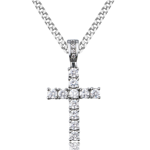 Gioielli da <span class=keywords><strong>uomo</strong></span> oro placcato ottone AAAAA CZ diamante Hip Hop oro <span class=keywords><strong>argento</strong></span> ciondolo croce con catena di corda prezzo di fabbrica - Product Image 4