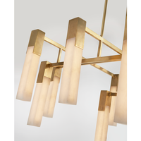 Lampe suspendue pour îlot de cuisine, style ferme traditionnelle, en laiton et pierre d'albâtre, blanc chaud 3500K, incandescente
