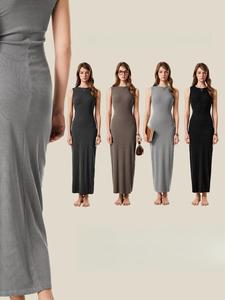 Vestido de <span class=keywords><strong>talla</strong></span> grande para mujer, vestido adelgazante de punto, Sexy, lavado ácido, Jupes para mujer, elegante vestido largo ajustado para mujer - Product Image 5