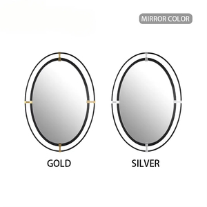 TETE Miroirs de bain décoratifs en verre personnalisés Nouveau design Miroir de salle de bain ovale encadré en or noir pour hôtel, utilisation murale, chambre à coucher