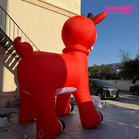 Mascotte gonflable géante personnalisée de cerf rouge de 5 m avec lumière LED pour la promotion d'événements