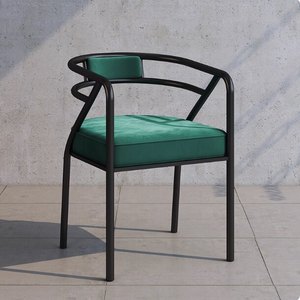 <span class=keywords><strong>Chaise</strong></span> de salle à manger en métal de style nordique avec dossier, accoudoirs et coussin rembourré - Product Image 1