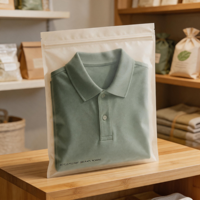 Sac d'emballage pour vêtements transparent givré avec fermeture éclair, pochette en plastique pour vêtements, rangement de chemises, présentation de vêtements en magasin, fourniture d'usine