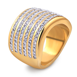 Anillo de Moda con 6 Filas de Diamantes Incrustados, Chapado en Oro de 18K, Joyería de Fiesta Unisex - Product Image 1