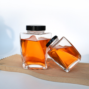 Thiết kế độc đáo 150ml <span class=keywords><strong>360ml</strong></span> Rỗng rõ ràng mật ong Jelly mứt lọ thủy tinh mật ong lọ với Đen vít cap - Product Image 2