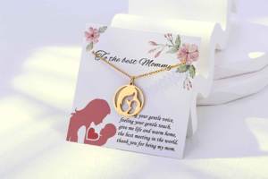 Collar al por mayor con colgante hueco de madre y bebé, cadena de acero inoxidable, regalo para el Día de la Madre - Product Image 2