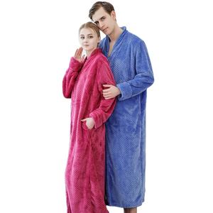 Accappatoio Extra Lungo Termico di Lusso con Zip Frontale, Lunghezza alla Caviglia, 100% Poliestere, Vestaglia da Casa per Coppie - Product Image 6