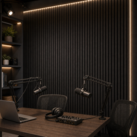 Panneau acoustique en bois noir WYRAX avec lattes en bois et feutre noir pour hôtel, salle de conférence, mur acoustique