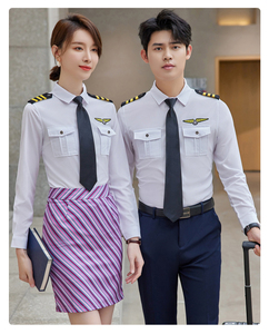 Seragam Pilot Profesional Kemeja Lengan Panjang Pria Wanita <span class=keywords><strong>2</strong></span> Potong Setelan Seragam Kerja Penerbangan Maskapai Layanan Kustomisasi Grosir - Product Image 4