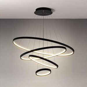 Nordic Modern Metal <strong>Circle</strong> 3 Rings Chandeliers Hanging Lustre Gold Kitchen LED Chandelier Pendant <strong>Light</strong> - Product Image 6
