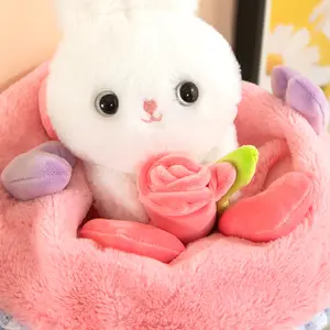 Creativo amor romántico Corazón y ramo flor en forma de conejo juguetes de peluche cumpleaños San Valentín regalos para niñas