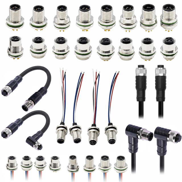 Cable Electric M12 Connector 4 Pin T Code Welding Pcb Contact Panel Mount Signal Male Female Protect Cover Connector M12 Cable