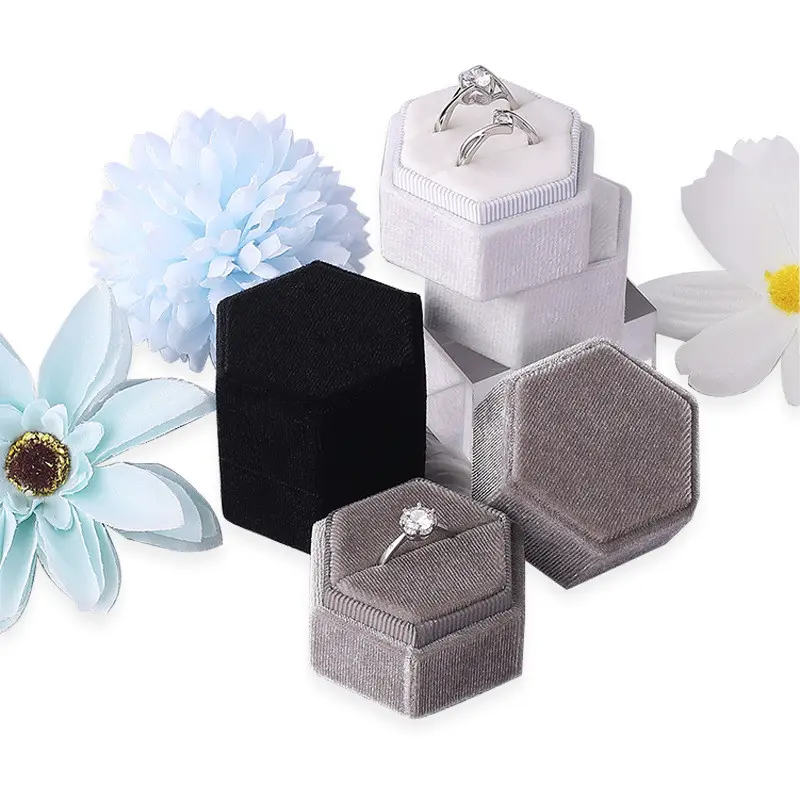 Heiß verkaufte Velvet Premium Wunderschöne Vintage Doppel ring Geschenk box mit abnehmbarem Deckel für Vorschlag Verlobung Hochzeits zeremonie