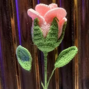 Hecho a mano respetuoso con el medio ambiente Crochet Rose Bloom Art Everlasting Delicate Woven Flower Home Decor Diwali Artisan Crocheted Rose - Product Image 1