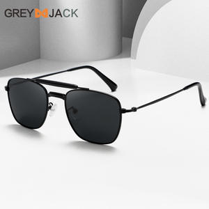 Lunettes de soleil Greyjack pour femmes, monture métallique noire, verres polarisés TAC UV400, type 3, design tendance - Product Image 1