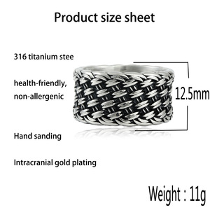 European American Style Titanium Steel Woven <b>Ring</b> Silver Men's Punk Fashion Jewelry 280718 - Product Image 2