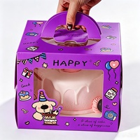 Boîte à pâtisserie, emballage pour desserts, emballage cadeau de fête, impression de logo personnalisé, boîte à gâteau d'anniversaire, fenêtre transparente en PET, poignée portable