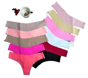 Ice Silk <strong>Seamless</strong> <strong>Thong</strong> Women Sexy Solid Color Low Waist Bikini Panties Plus Size One-piece Ladies Briefs - Product Image 1