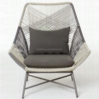 Fauteuil simple en aluminium et corde pour extérieur, ensemble moderne pour balcon, jardin, cour, hôtel, villa, avec table basse