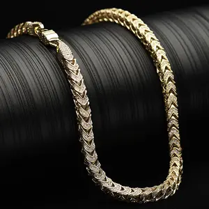 Hot Selling Custom Hip Hop Jewelry 925 Sterling Silver Gold Plated Iced Out Diamond Cuban Chain Necklace for Men