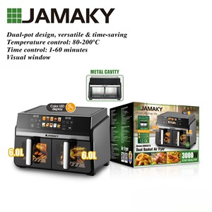 JAMAKY <span class=keywords><strong>Friteuse</strong></span> à Air <span class=keywords><strong>Professionnelle</strong></span> Double Zone, 3000W 12L au Total avec 10 Menus Prédéfinis et Écran LED Couleur - Product Image 5