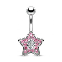 Anneau de nombril sexy en acier inoxydable avec étoile à cinq branches en strass et zircon, bijou fantaisie pour cadeau