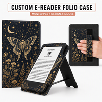 Casing E-Reader Kulit PU dengan Pola Logo Kustom OEM, Lipat & Berdiri, untuk Semua Model Kindle Paperwhite