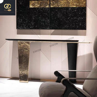 Console de commande murale moderne noire de luxe en métal italien pour salon, entrée, comptoir d'opération