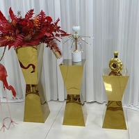 Nouveaux centres de table de mariage modernes, support à fleurs en acier inoxydable doré, décoration
