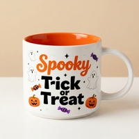 Mug en céramique personnalisé pour Halloween, motif citrouille, fantôme, monstre, orange, vente en gros d'usine