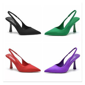 Sandales à talons hauts de couleur unie, confortables, à bout peu profond, pour femmes, grandes tailles 35-43, à talons aiguilles pointus - Product Image 3