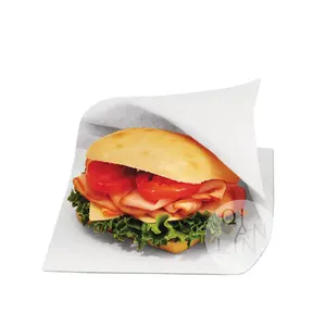 Double Open Kraft Take Away White Paper Wrappers Bag For Fast Food With Customized Logo Printing