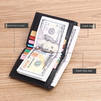 Porte-cartes portable en cuir véritable, pince à billets US, anti-vol, en cuir de vachette pleine fleur, portefeuille multifonctionnel pour homme