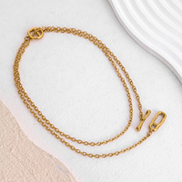 Collier tendance bicolore FMSNK-4 en acier inoxydable avec fermoir infini OT, collier en Y pour femme, bijoux imperméables pour tenue quotidienne