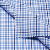 Tissu tissé de haute qualité en coton 100% teint en fil, à carreaux gingham bleu clair, pour chemises, blouses et robes pour hommes, filles et garçons, vente en gros sur mesure