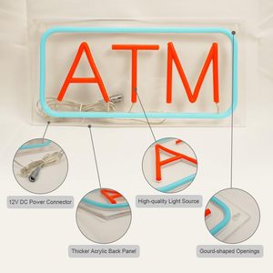 ATM neon LED transparent acrylic panel indoor bank entrance ATM indicator light ambient light <b>sign</b> luminous signage custom 12V - Product Image 3