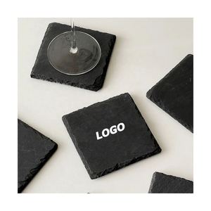 Posavasos de Pizarra Natural, Alfombrillas para Bebidas y Platos de Piedra Negra, Resistentes al Calor para Vajilla, Regalo Promocional Perfecto - Product Image 1