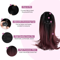 Extensions de cheveux en fibre haute température de 14 pouces, bouclées, avec cordon de serrage, postiche à clip pour femmes noires, I-Tip, vente en gros