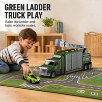 Ensemble de jouets de rangement pour camions militaires verts, ensemble de véhicules de chantier en alliage et ABS avec 6 mini voitures
