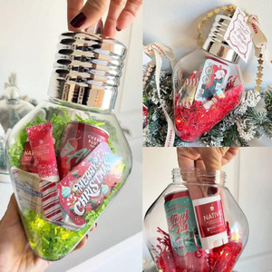 Pot cadeau en forme d'ampoule de Noël, ornement en plastique transparent en forme d'ampoule pour décoration de fêtes, remplissage de cadeaux, lot de 3 - Product Image 3